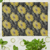 Jaune, or et noir, Gerber Daisy serviette de cuisi (Plié)