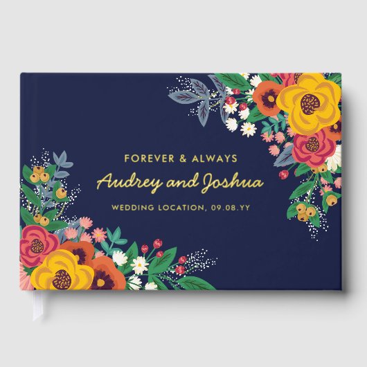 Jaune or Floral Marine Boho Mariage or (Recto)
