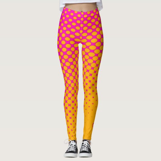 Jaune Orange à rose Gradient Leggings Motifs (Devant)