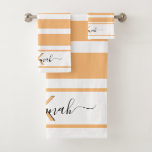 jaune orange blanc rayures nom monogramme