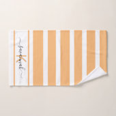 jaune orange blanc rayures nom monogramme (Serviette à main)