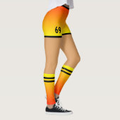 Jaune Orange Faux Shorts et Chaussettes Leggings s (Droite)