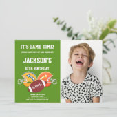 Jaune Orange Football Anniversaire Invitations pho (Debout devant)