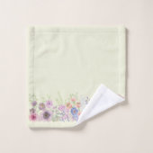 Jaune pâle et aquarelle Jardin Floral Ensemble de  (Gant de toilette)