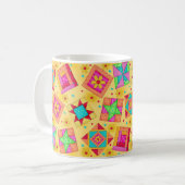 Jaune Patchwork Quilt Design Mug (Devant gauche)