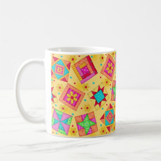 Jaune Patchwork Quilt Design Mug (Gauche)