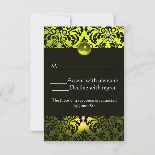 JAUNE PURPLE BLACK DAMASK MONOGRAM TOPAZ RSVP (Dos)