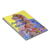 Jaune Quilt Fluffy Chat chats filles nom Carnet (Côté Droit)
