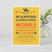 Jaune Recherché Occidental Cowboy Invitation Anniv (Debout devant)