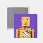 Jaune Robot Carré Magnet (Recto/Verso)