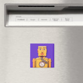 Jaune Robot Carré Magnet (In Situ (Lave-vaisselle))