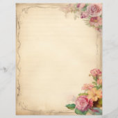 Jaune rose floral junk Journal antique papeterie (Dos)