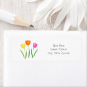 Jaune, rose, orange Tulipe Étiquette (En situation)