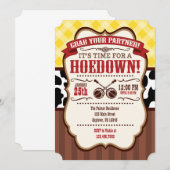 Jaune rouge Brown Hoedown Party Invitation (Devant / Derrière)