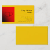 Jaune rouge Carré Chic Monogramme Carte de visite (Devant / Derrière)