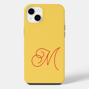 Jaune Rouge Monogramme Classique Écriture Simple