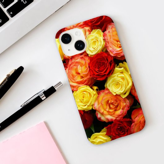 Jaune rouge orange Rose iPhone 14 Coque