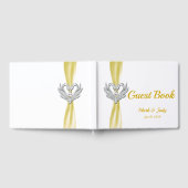 Jaune Ruban Silver Swans Mariage Livre d'or (Complet)