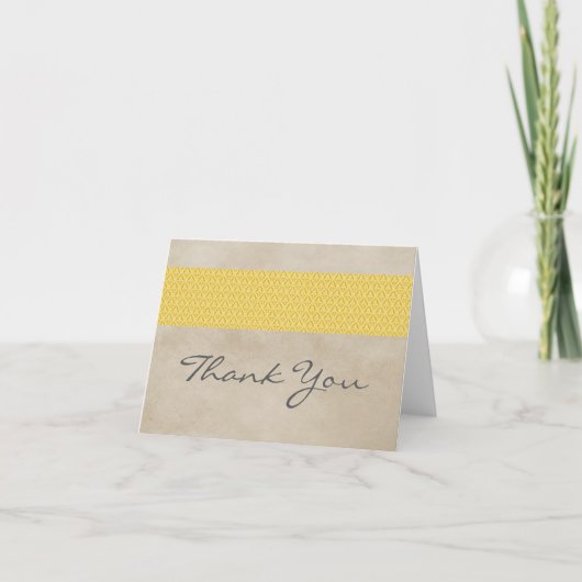 Jaune Rustique Damask Carte de remerciements (Devant)