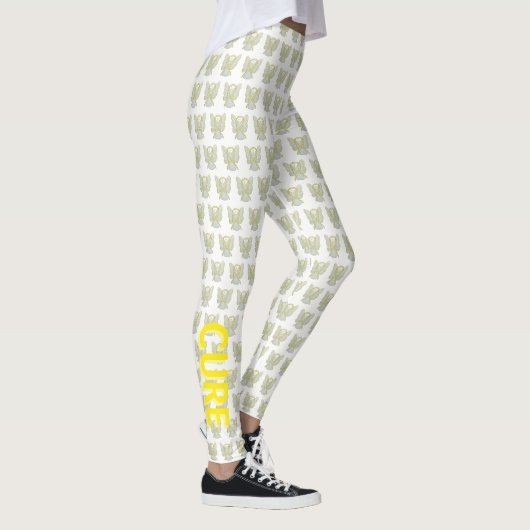 Jaune Sensibilisation Ruban Hope Cure Leggings per (Droite)