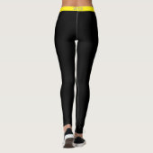 Jaune Side Grille Leggings noirs avec vos couleurs (Dos)