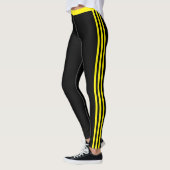 Jaune Side Grille Leggings noirs avec vos couleurs (Gauche)