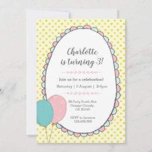 Jaune spoty vintage Invitation d'anniversaire