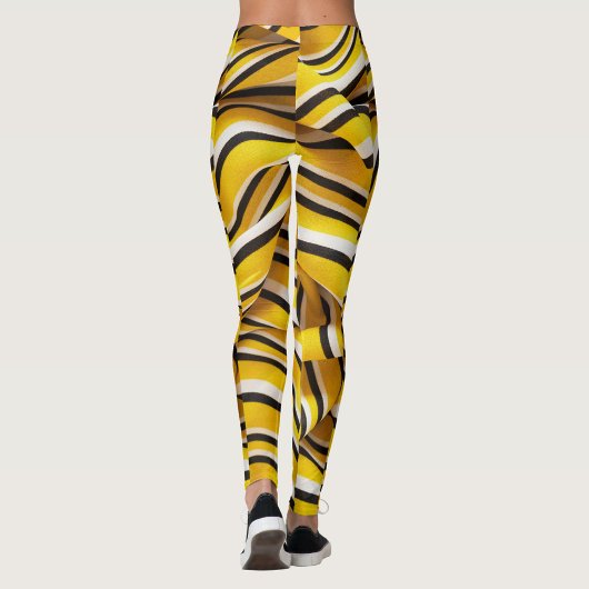 Jaune Stripes Leggings en tissu