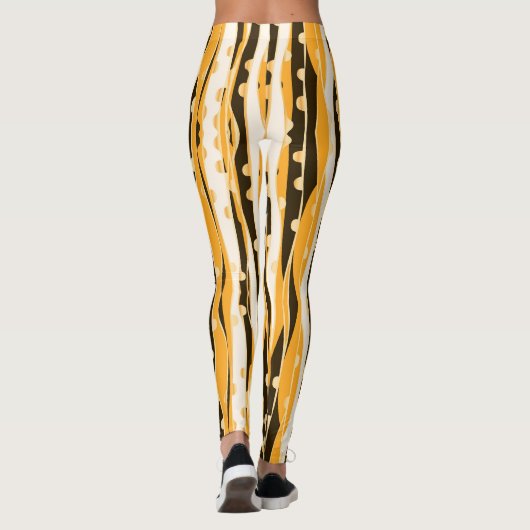Jaune Stripes Leggings pour femmes (Dos)