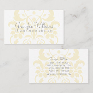 Jaune subtil Carte de visite Damask