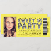Jaune Sweet 16 Anniversaire Fête Billet Invitation (Devant / Derrière)
