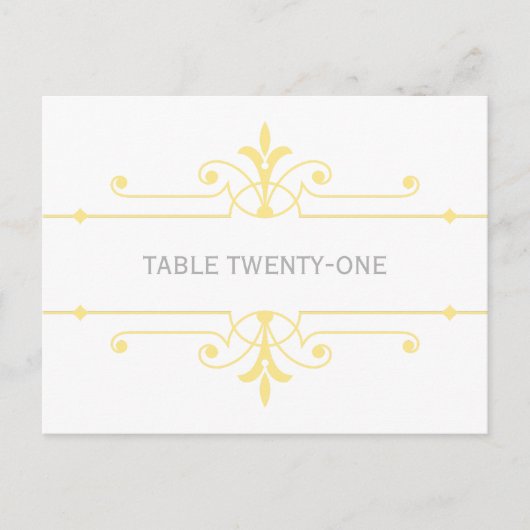 Jaune v2 Fancy Ornamo Numéro de table Carte postal (Devant)