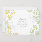 Jaune, Vert, Blanc Faire-part de mariage Floral (Dos)