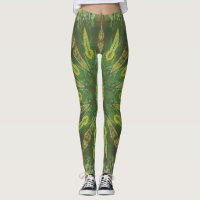 Jaune vert Brown Kaleidoscope Motifs Leggings