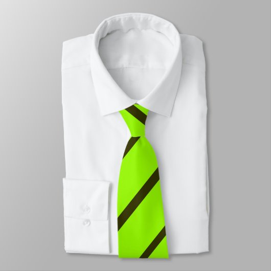 Jaune vert et olive - Cravate rayée (Attaché)