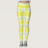 Jaune Vert Plaid Leggings (Devant)