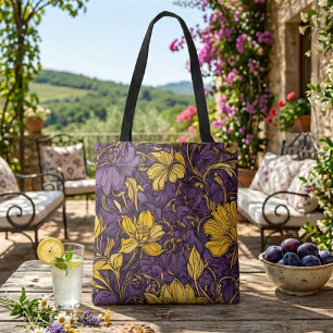 Jaune violet fleuri jardin sac fourre-tout