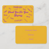Jaune / Violet "Merci" Insertion / Carte de visite (Devant / Derrière)
