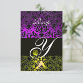 JAUNE VIOLET NOIR DAMASQUE MONOGRAMME TOPAZE RSVP (Debout devant)