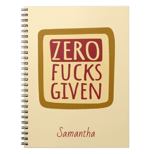 Jaune Zéro F*s Carnet Spiral donné (Devant)