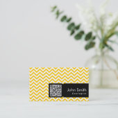 Jaune Zigzag QR Code Carte de visite géologue (Debout devant)