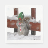 Jaunty Elf Squirrel met Candy Cane Napkins Servet (Voorkant)