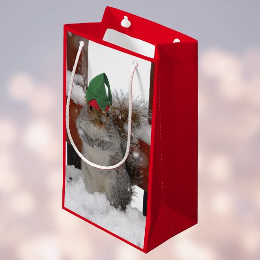Jaunty Squirrel avec Elf Casquette Holiday Sac