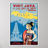 Java Art Indonesië Reisposter Bezoek Java Print (Voorkant)