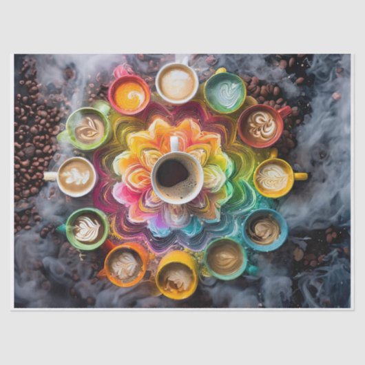 Java Bean Mandala, kleurrijke kopjes Tissuepapier (Voorkant)