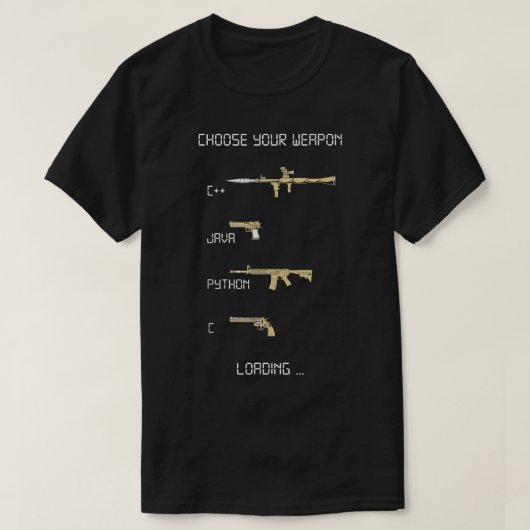 Java C++ Python C Codeprogramma Weapon T-shirt (Design voorkant)