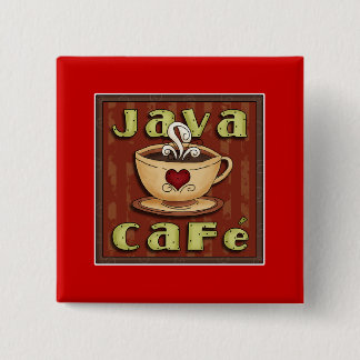 Java-café Vierkante Button 5,1 Cm