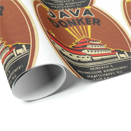 Java Donker bierlabel Cadeaupapier (Rol Hoek)