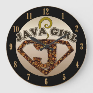 Java Girl Coffee Humor Wall Clock Grote Klok