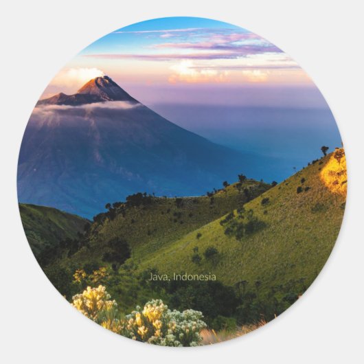 Java, Indonesië, schilderachtig landschapsfoto, Ronde Sticker (Voorkant)